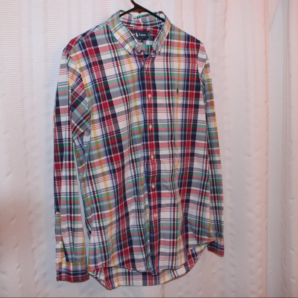 Colorful Plaid Polo RL Long Sleeve Button Down